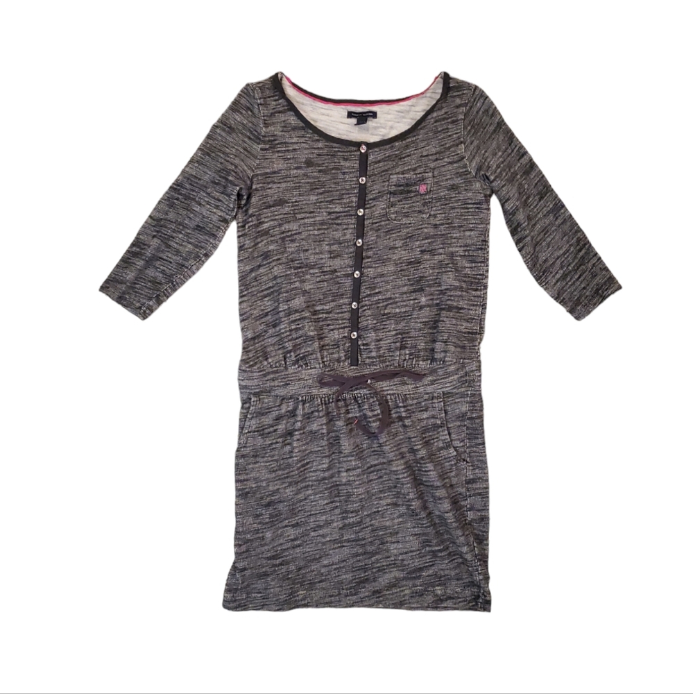 Tommy‎ Hilfiger Women's Grey 3/4 Sleeve Cotton Scoop Neck Dress Small
